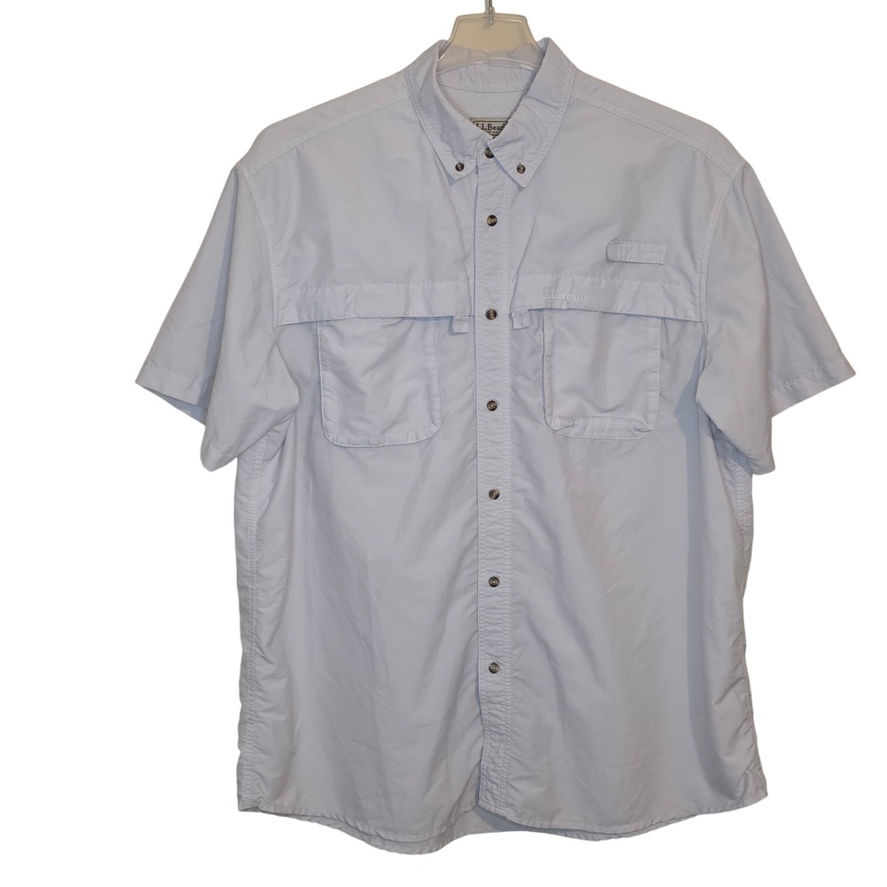 L.L. Bean XL REG Men's White Short Sleeve Button Down Fishing Shirt
